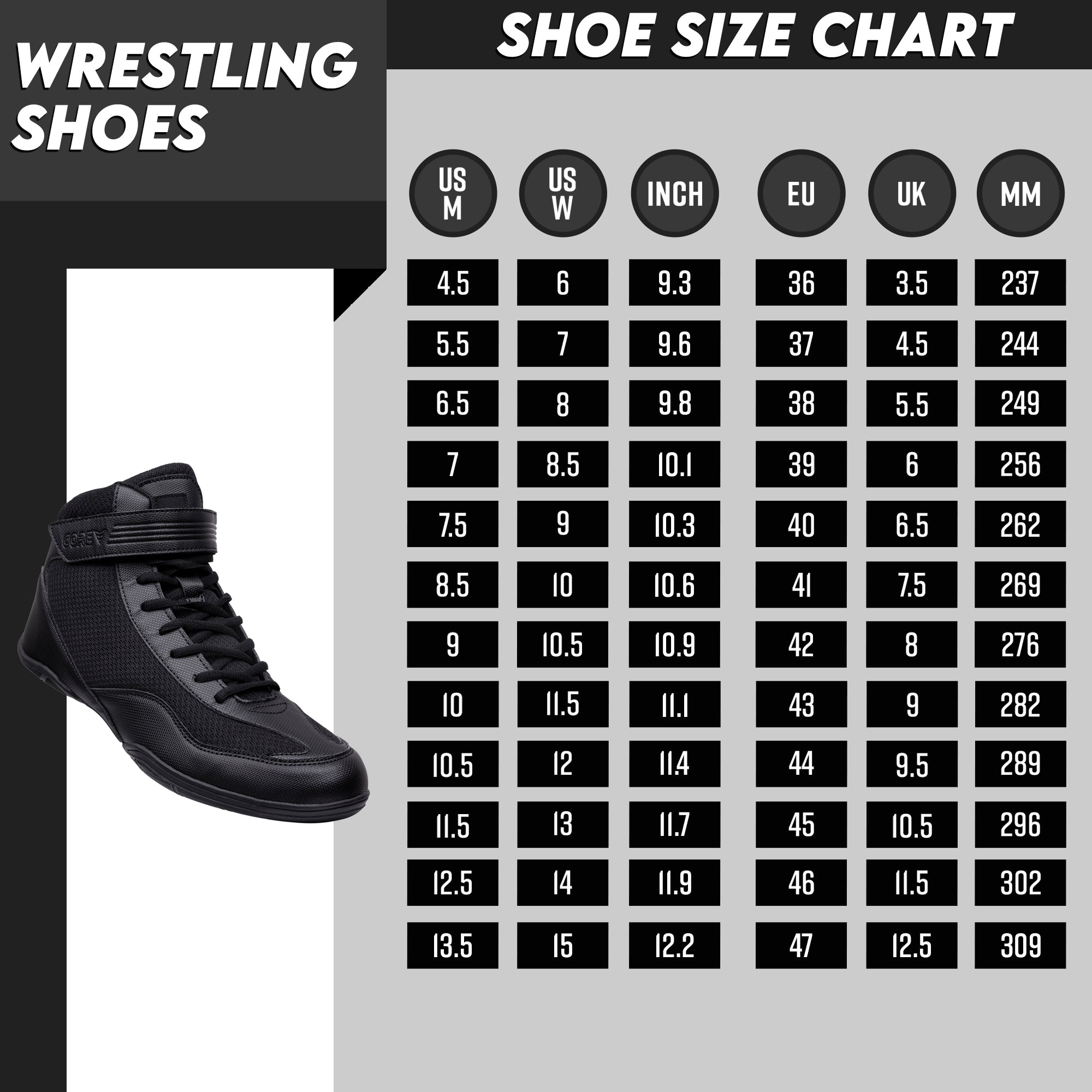 Core Wrestling Shoes All Black